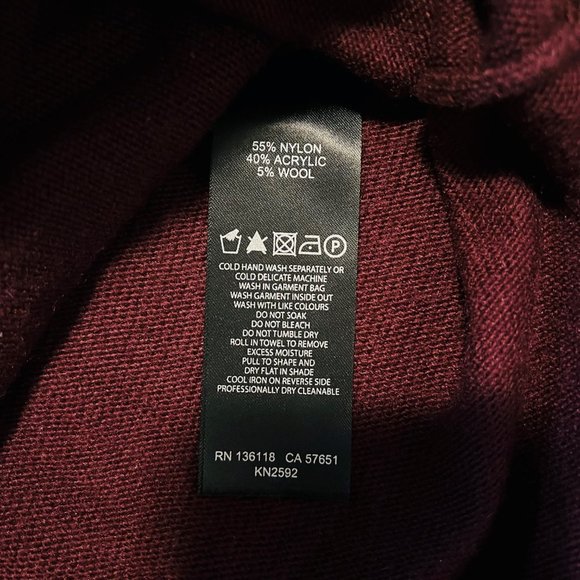 Ever New Wine Coloured Loose Fit Wool Turtleneck Sweater, Size S - Picture 12 of 12